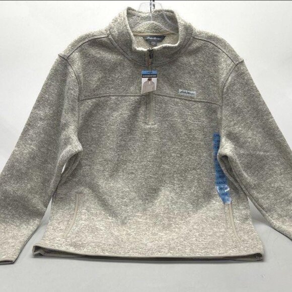NWT Eddie Bauer Green 1/4 Zip Pullover Sweater - Size L - Picture 1 of 3
